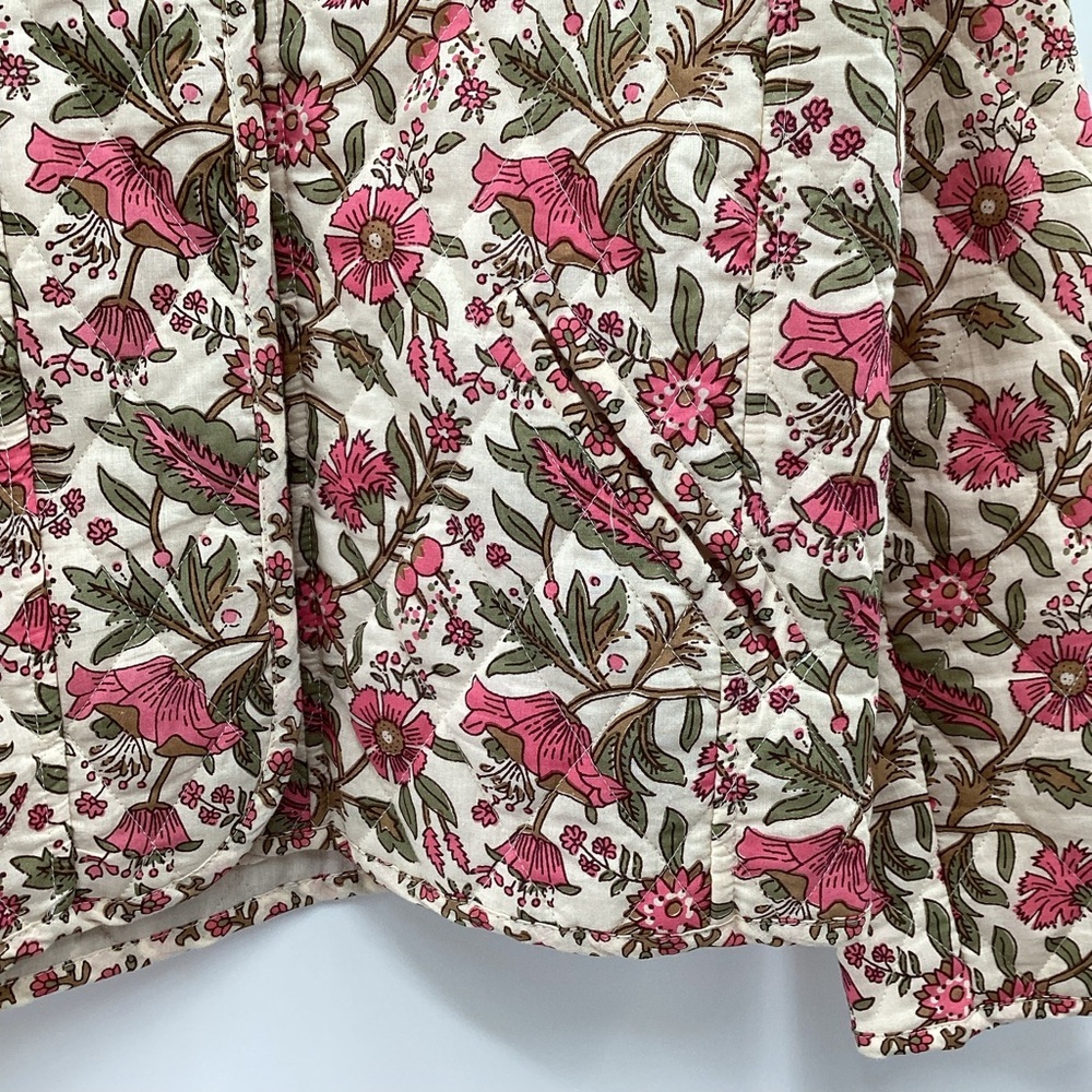 Anthropologie dRA Floral quilted Pink and Cream Women's Jacket - Picture 8 of 15